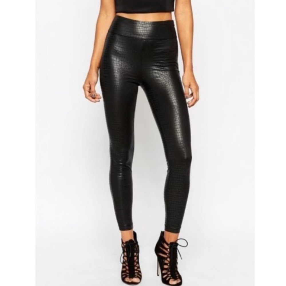 7 For All Mankind Faux Leather Croc Embossed Leggings